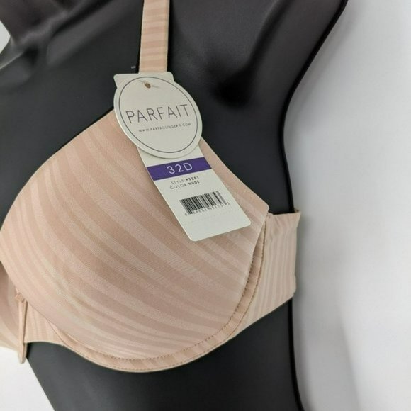 Parfait T-Shirt Bra 32D Nude Tan Aline Shadow Stripe Underwire Contour P5251 New - Picture 4 of 13